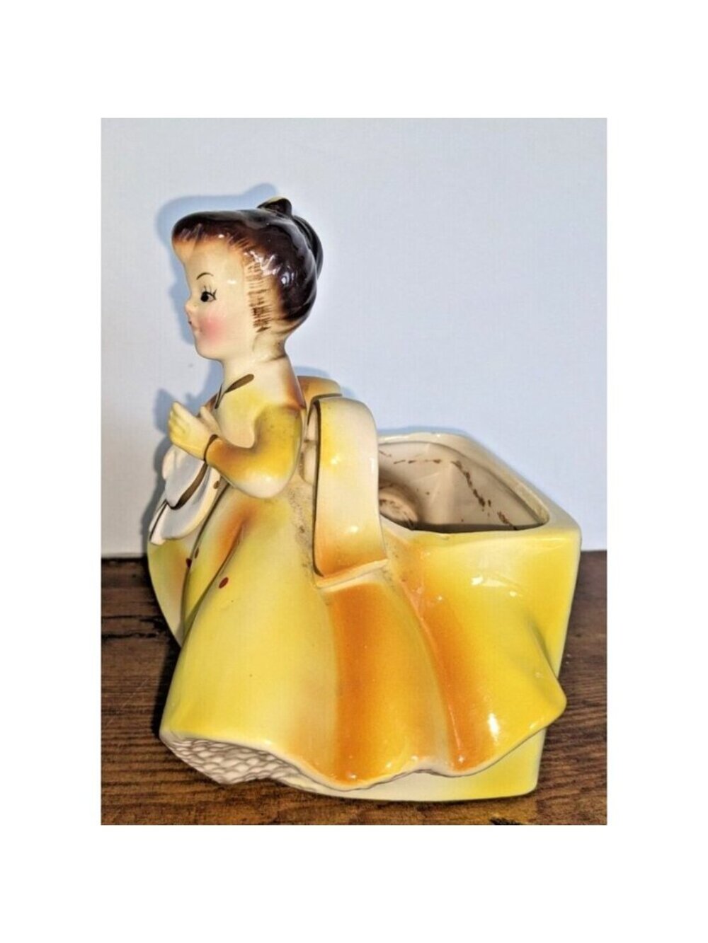 Vintage Rubens Originals Southern Belle Planter Yellow Dress Japan 589 - Picture 2 of 8